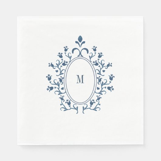 Teal Blue Monogram Servet (Voorkant)