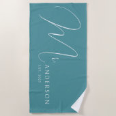 Teal Blue Newlyweds Mr Name Personalized Honeymoon Strandlaken (Voorkant)