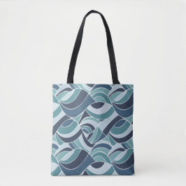 Teal & Blue Oceaan Golven Schouder Tote Bag