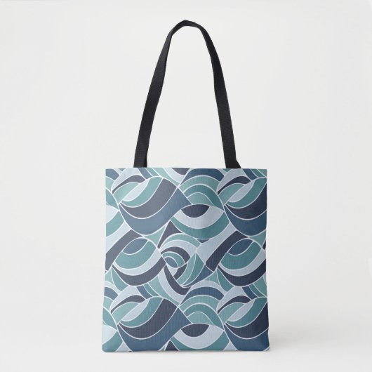 Teal & Blue Oceaan Golven Schouder Tote Bag (Voorkant)