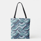Teal & Blue Oceaan Golven Schouder Tote Bag (Achterkant)