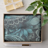 Teal Blue Paisley Floral Pattern Decoupage Tissuepapier (Geschenk)