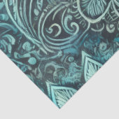 Teal Blue Paisley Floral Pattern Decoupage Tissuepapier (Detail)