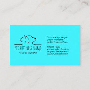 Teal Blue Petsitter hond en kat logo diergeneeskun Visitekaartje