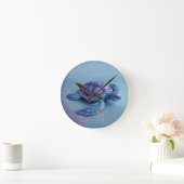 Teal Blue Purple Turtle Colorful Sea Turtle Ronde Klok (Huis)
