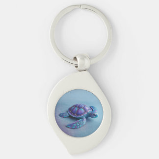 Teal Blue Purple Turtle Colorful Sea Turtle Sleutelhanger