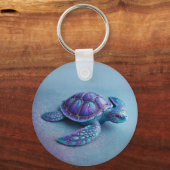 Teal Blue Purple Turtle Colorful Sea Turtle Sleutelhanger (Voorkant)