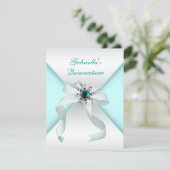 Teal Blue Quinceanera Kaart (Staand voorkant)