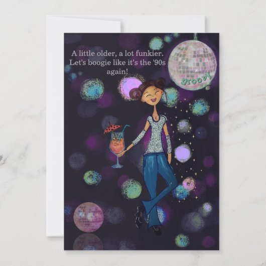 Teal & Blue Retro Disco 30th Birthday Invitation Kaart (Achterkant)