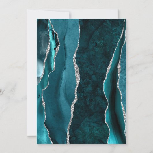Teal Blue Silver Agate Burgundy Save the Date Card (Achterkant)