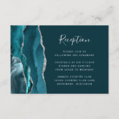 Teal Blue Silver Agate Wedding Reception Informatiekaartje (Voorkant)