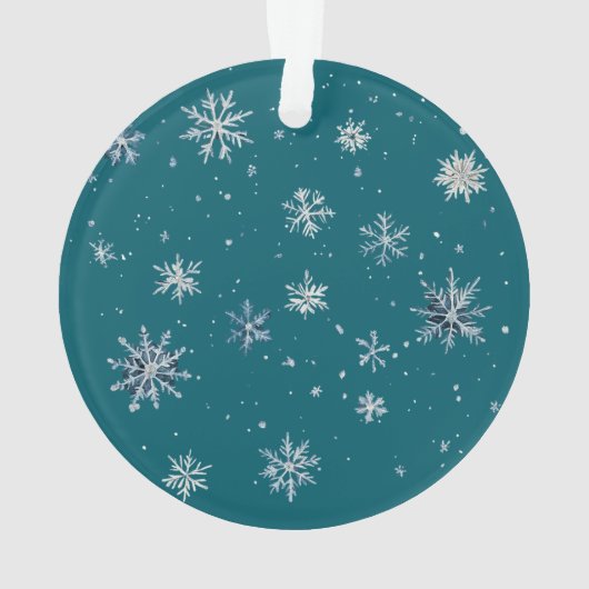 Teal Blue Snowflakes Christmas Coconut Bow Ornament (achterkant)