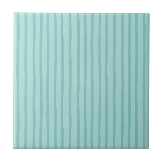 Teal Blue Stripes Tegeltje (Voorkant)