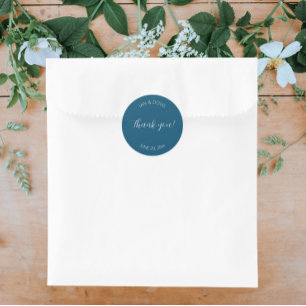 Teal Blue Stylized Wedding Thank You Ronde Sticker