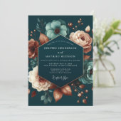 Teal Blush Anemone Wedding Kaart (Staand voorkant)