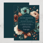 Teal Blush Anemone Wedding Kaart (Voorkant / Achterkant)