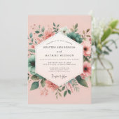 Teal Blush Aquarelle Wedding Kaart (Staand voorkant)