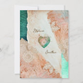 Teal Blush Lace Heart Rococo Wedding Save the Date (Achterkant)