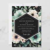 Teal & Blush Moody Floral Wedding Kaart (Voorkant)