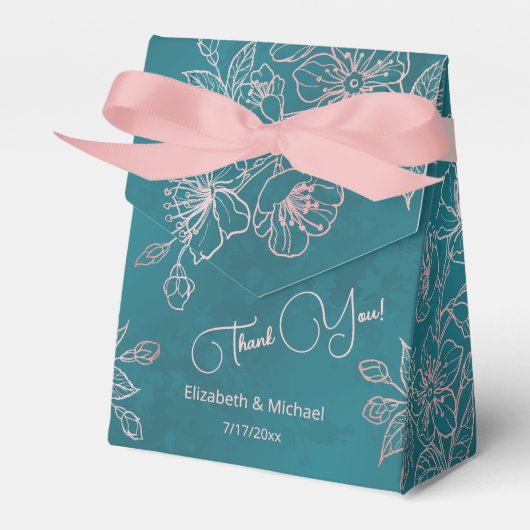 Teal Blush Pink | Custom Wedding Bedankdoosjes (Voorkant Zijde)