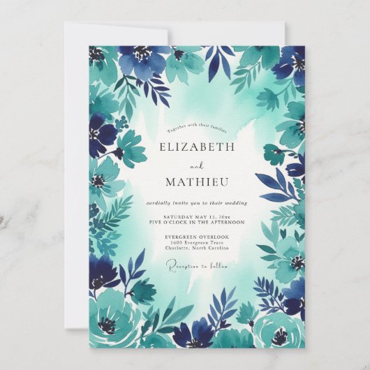 Teal Bold Coastal Wedding Kaart (Voorkant)