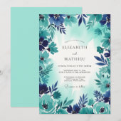 Teal Bold Coastal Wedding Kaart (Voorkant / Achterkant)