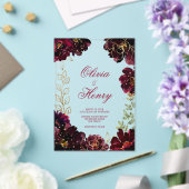 Teal Bordeaux Jewel Tone Wedding Acryl Uitnodigingen (Insitu (Huwelijk))