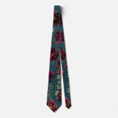 Teal Bordeaux Juweel Tinten Gouden Bruiloft Stropdas (Voorkant)