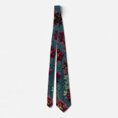 Teal Bordeaux Juweel Tinten Gouden Bruiloft Stropdas (Achterkant)