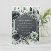 Teal Botanical Bloom Wedding Kaart (Staand voorkant)