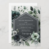 Teal Botanical Bloom Wedding Kaart (Voorkant / Achterkant)