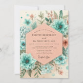 Teal Botanical Enchantment Wedding Kaart (Voorkant)