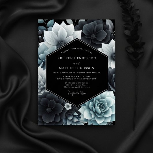 Teal Botanical Opulence Wedding Kaart