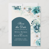 Teal Botanical Save the Date | Boho Stijl (Voorkant)