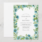 Teal Botanical Spring Wedding Kaart (Voorkant / Achterkant)
