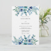 Teal Botanical Whimsy Wedding Kaart (Staand voorkant)