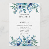Teal Botanical Whimsy Wedding Kaart (Voorkant)