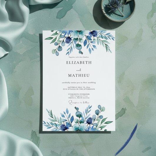 Teal Botanical Whimsy Wedding Kaart