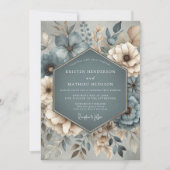 Teal Botanical Whimsy Wedding Kaart (Voorkant)