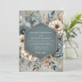 Teal Botanical Whimsy Wedding Kaart (Staand voorkant)