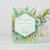 Teal Botanical Whimsy Wedding Kaart (Staand voorkant)
