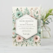 Teal Botanical Whimsy Wedding Kaart (Staand voorkant)