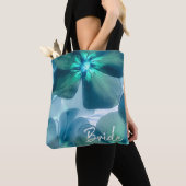 Teal Botanische Bruidstas Tote Bag (Dichtbij)