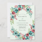 Teal Bountiful Spring Wedding Kaart (Voorkant)