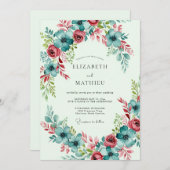 Teal Bountiful Spring Wedding Kaart (Voorkant / Achterkant)