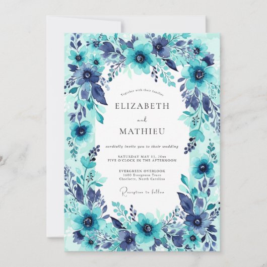 Teal Bountiful Summer Wedding Kaart (Voorkant)