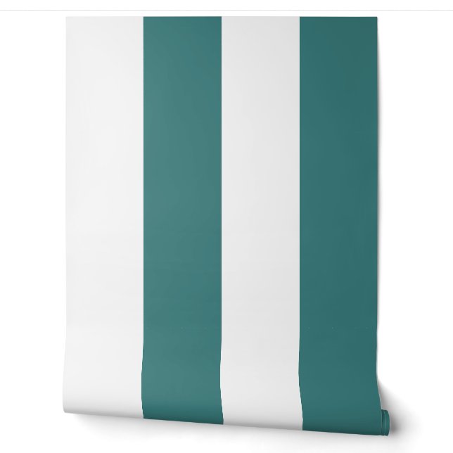Teal brede luifelstreep behang (Afrollen)