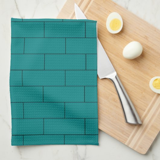 Teal Brick Design Theedoek (Quarter Fold)
