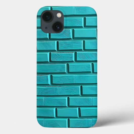 Teal Brick Wall iPhone Case Cool Design (Achterkant)