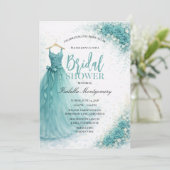 Teal Bridesmaid Dress Bridal Shower Kaart (Staand voorkant)